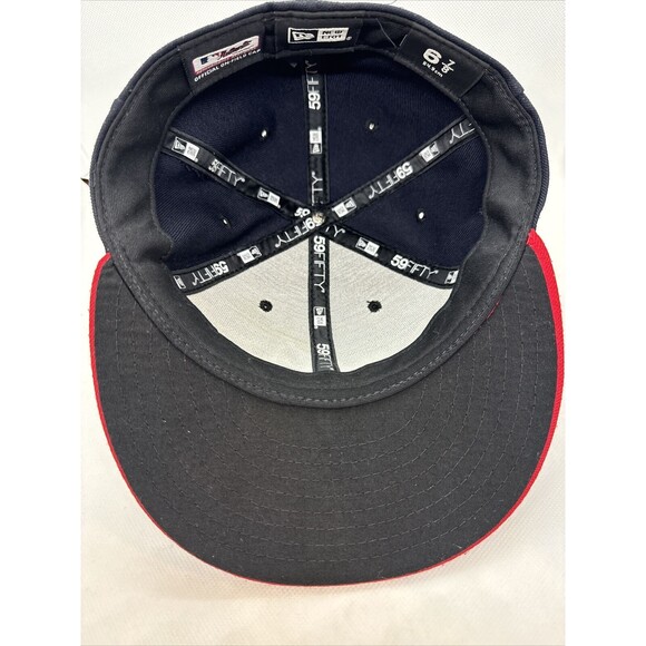 Authentic New Era MLB On-Field 59Fifty Fitted Cap Atlanta Braves Navy/Red 6 7/8 - Picture 3 of 4